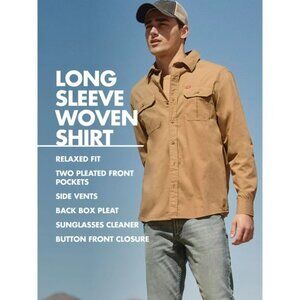 NWT Wrangler Men's Relaxed Fit Long Sleeve Woven Shirt Duck Brown - Sz L